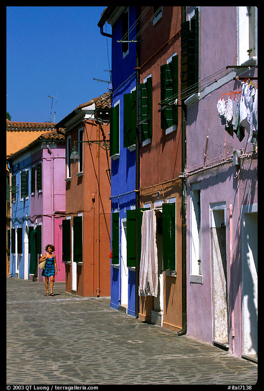 Distinctive, brightly painted houses, Burano. Venice, Veneto, Italy