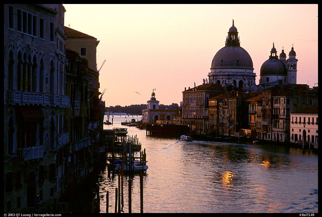Santa Maria della Salute at the mount of the Grand Canal, sunrise. Venice, Italy