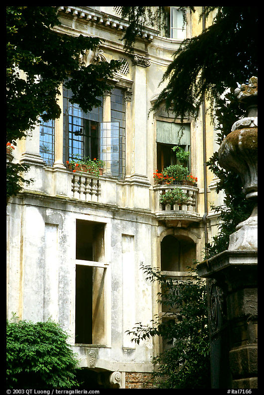 Palace seen through trees. Veneto, Italy