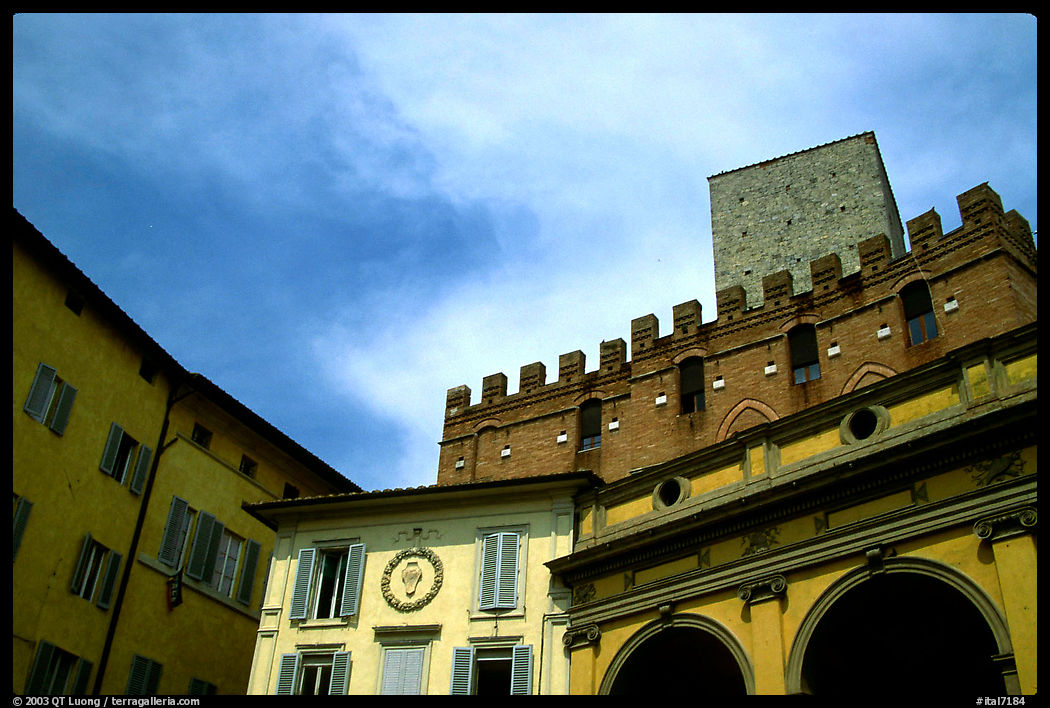 A mix of buildings of different styles. Siena, Tuscany, Italy