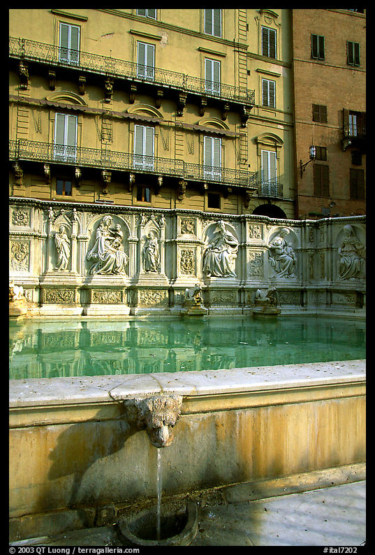 15th century Fonte Gaia (Gay Fountain) on Il Campo. Siena, Tuscany, Italy