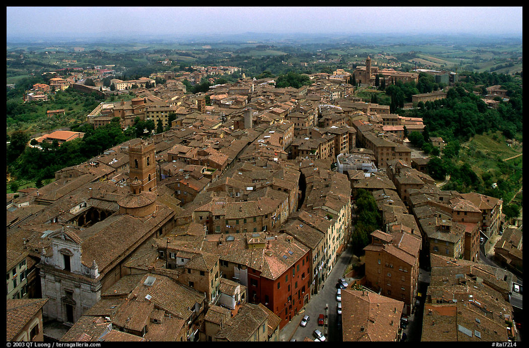 The town seen seen from Torre del Mangia. Siena, Tuscany, Italy