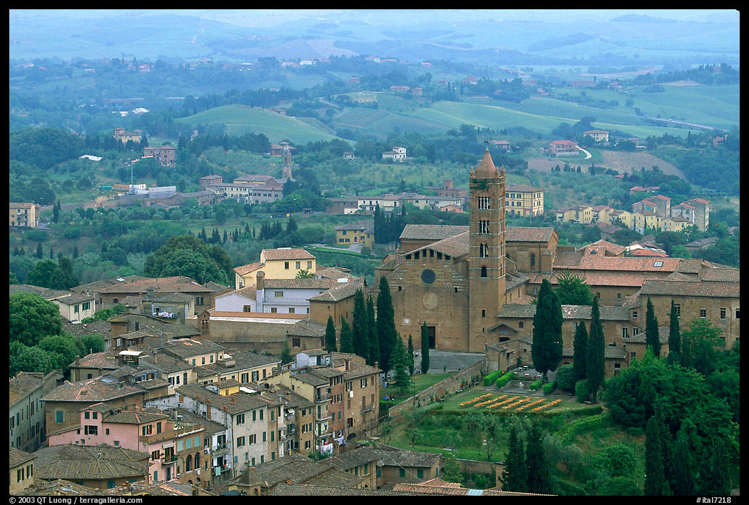 Basilica di Santa Maria dei Servi seen from Torre del Mangia. Siena, Tuscany, Italy