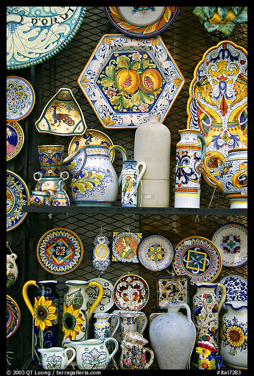 Ceramic plates on display. Orvieto, Umbria