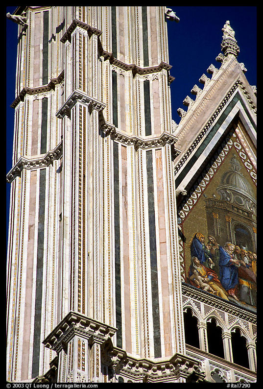 Facade detail of the Duomo. Orvieto, Umbria