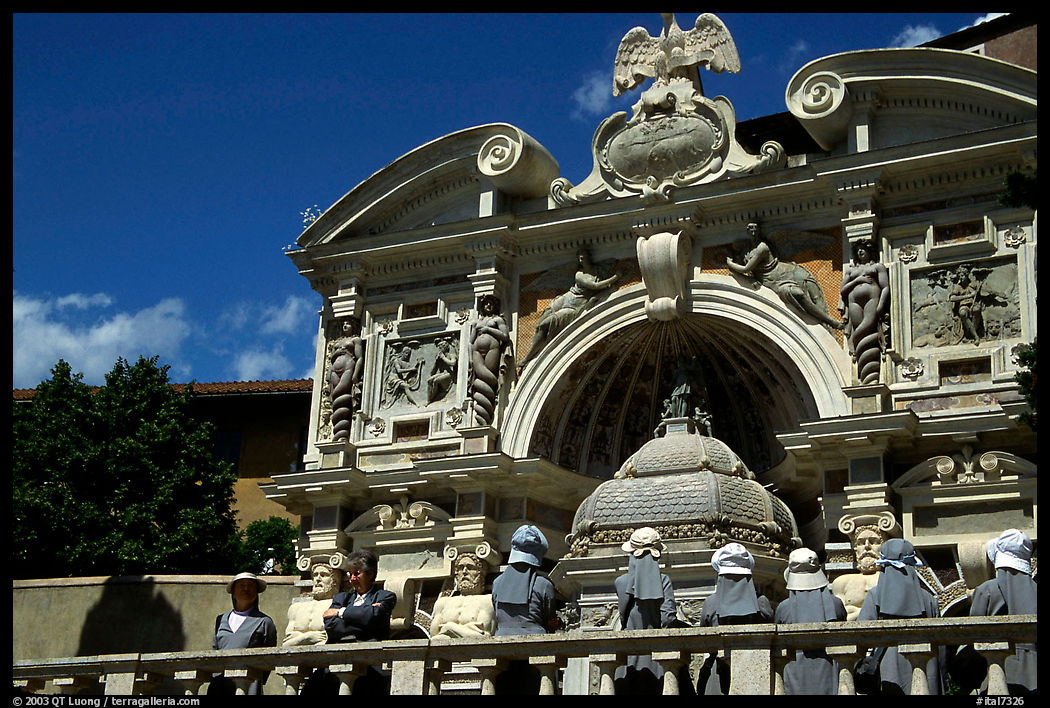 Nuns visiting Villa d'Este. Tivoli, Lazio, Italy