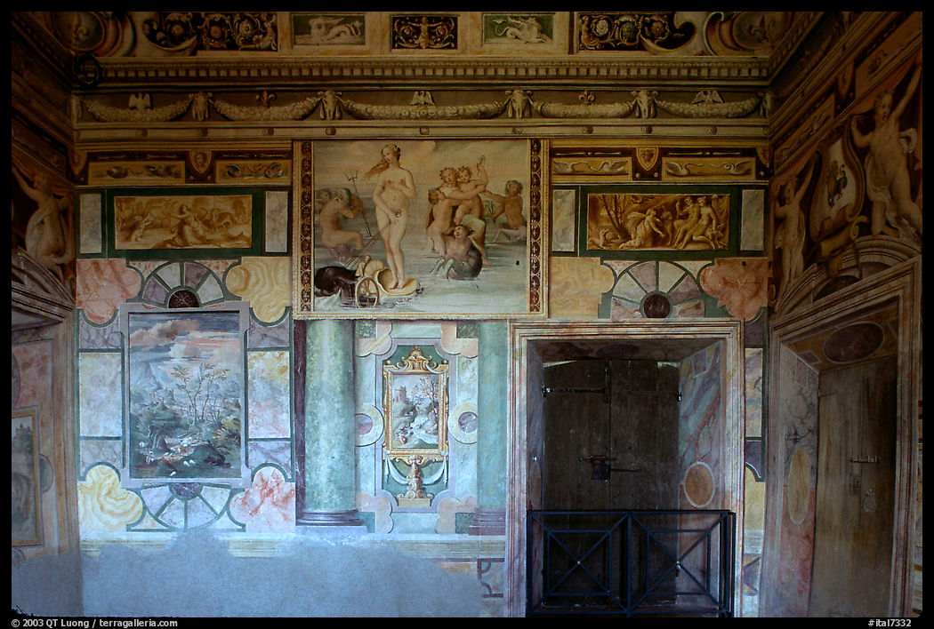 Mannerist frescoes in the Villa d'Este. Tivoli, Lazio, Italy