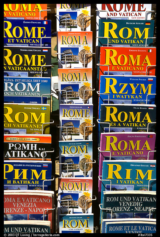 Tourist guides about Rome in all languages. Rome, Lazio, Italy
