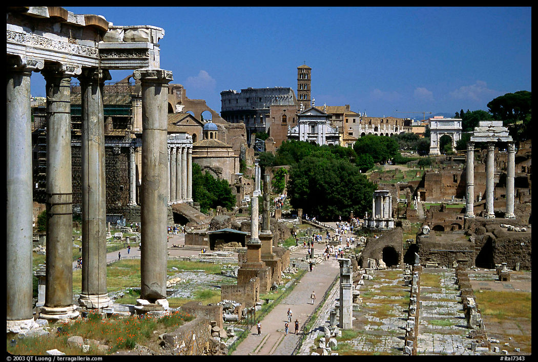 Roman Forum and Colosseum. Rome, Lazio, Italy