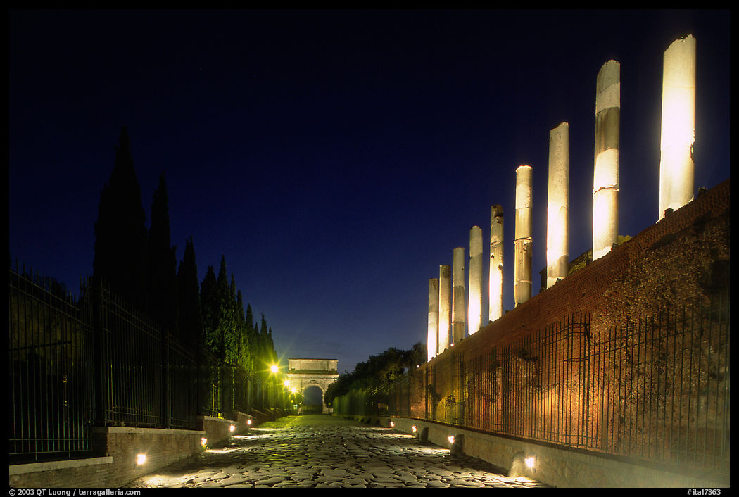 Via Sacra at night. Rome, Lazio, Italy
