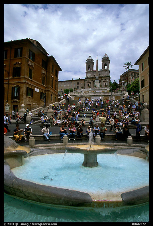 Fontana della Barcaccia at the foot of the Spanish Steps. Rome, Lazio, Italy
