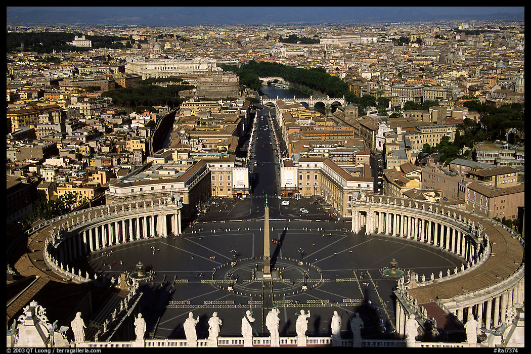 Piazza San Pietro seen from the Dome. Vatican City, Rome, Lazio, Italy