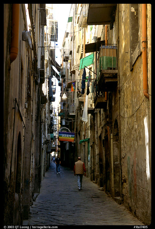 Narrow side street in Spaccanapoli. Naples, Campania, Italy