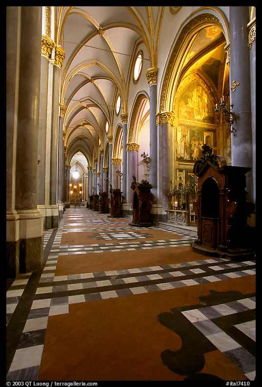Church side aisle. Naples, Italy