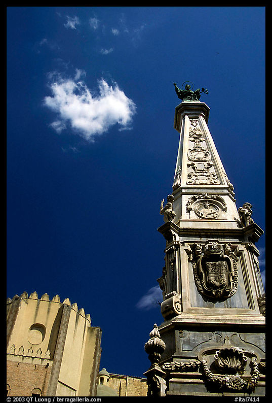 Guglia in Piazza San Domenico Maggiore. Naples, Campania, Italy