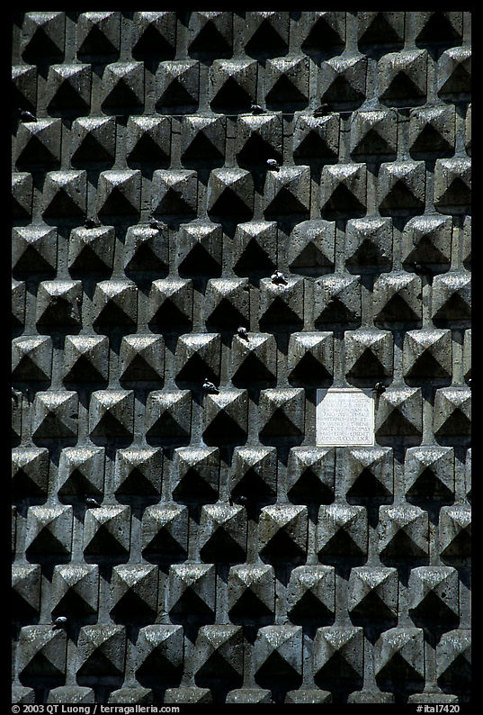 Detail of the stone embossed facade of church Gesu Nuovo. Naples, Campania, Italy