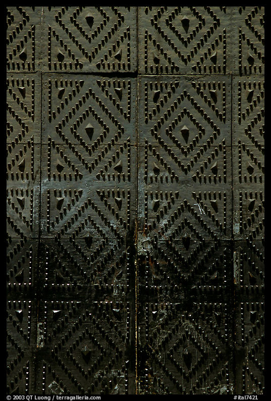 Detail of the door of church Gesu Nuovo. Naples, Campania, Italy