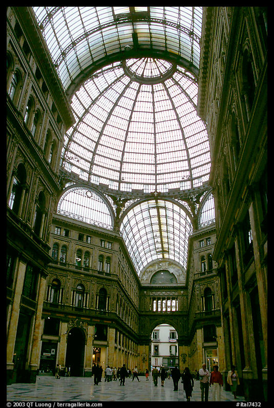 Roof and arcades of Galleria Umberto I. Naples, Italy
