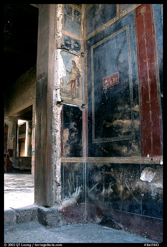 Fresco on the walls of Villa Vettii. Pompeii, Campania, Italy