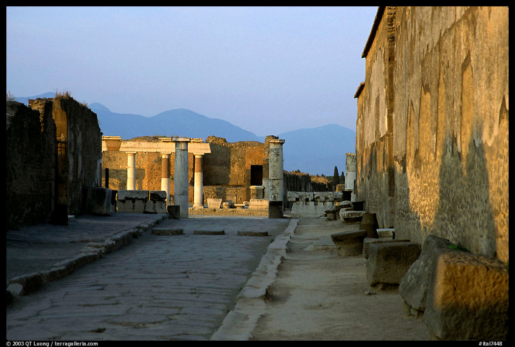 Via Marina at sunset. Pompeii, Campania, Italy