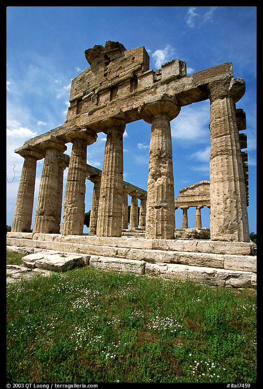 Ruins of Greek Temple of Ceres. Campania, Italy