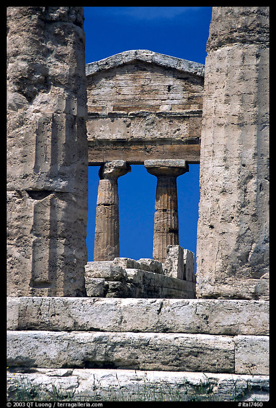 Ruins of Tempio di Cerere (Temple of Ceres). Campania, Italy
