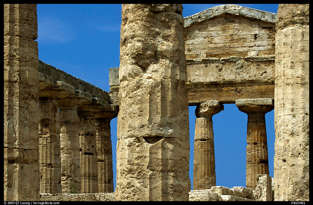 Doric-style Tempio di Cerere (Temple of Ceres). Campania, Italy