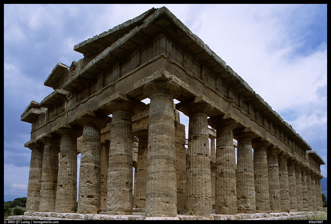 Temple of Neptune, the largest and best preserved of the three temples. Campania, Italy