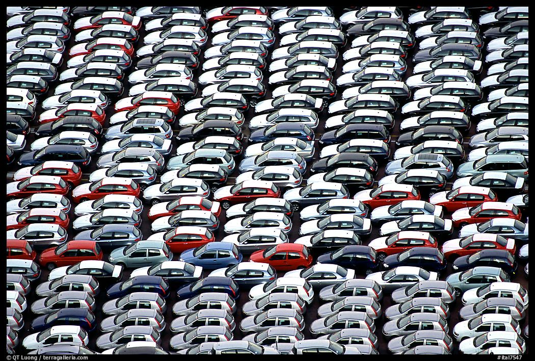 Cars waiting for shipping in Salerno port. Amalfi Coast, Campania, Italy
