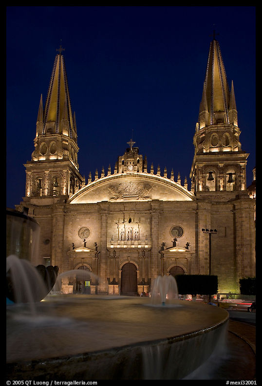 Cathedral by night. Guadalajara, Jalisco, Mexico