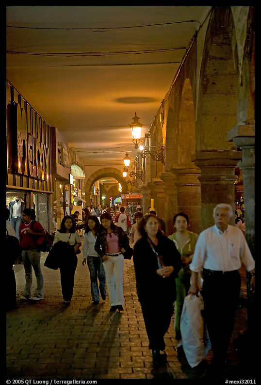 Shopping arcade by night. Guadalajara, Jalisco, Mexico