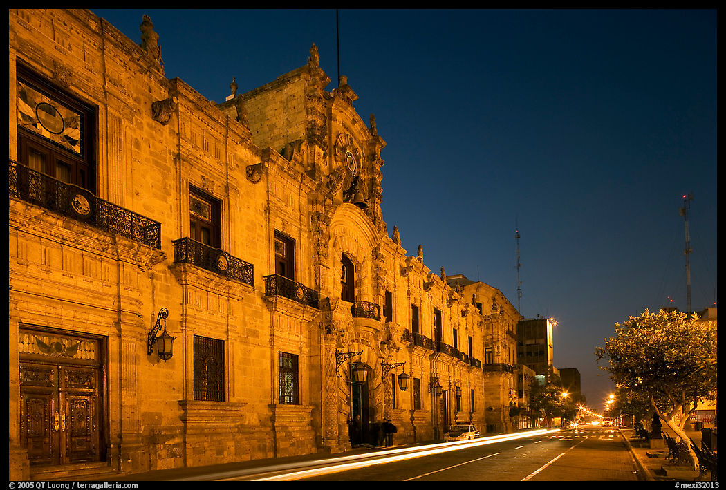 Palacio del Gobernio (Government Palace) by night. Guadalajara, Jalisco, Mexico
