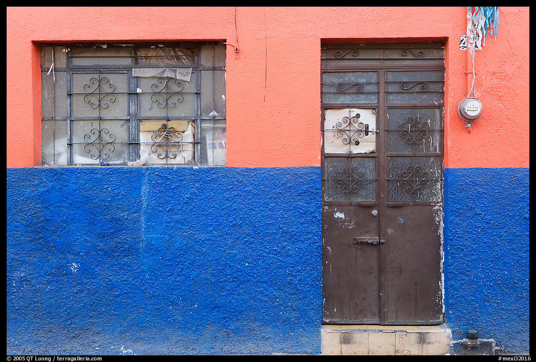 Multicolored wall, window, and door. Guadalajara, Jalisco, Mexico
