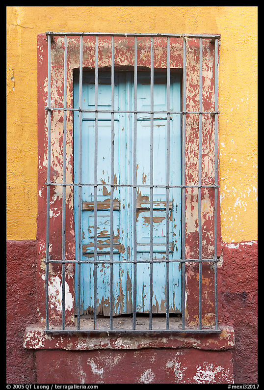 Window and multicolored wall. Guadalajara, Jalisco, Mexico