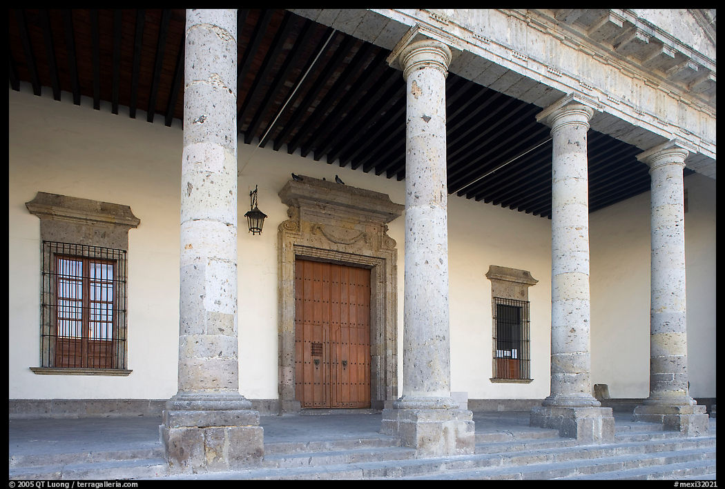 Exterior entrance porch of Hospicios de Cabanas. Guadalajara, Jalisco, Mexico