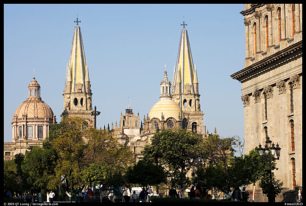 Cathedral seen across Plazza dela Liberacion. Guadalajara, Jalisco, Mexico