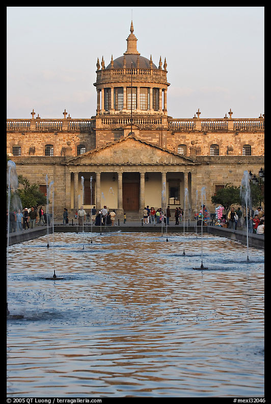 Basin and Hospicios de Cabanas at sunset. Guadalajara, Jalisco, Mexico
