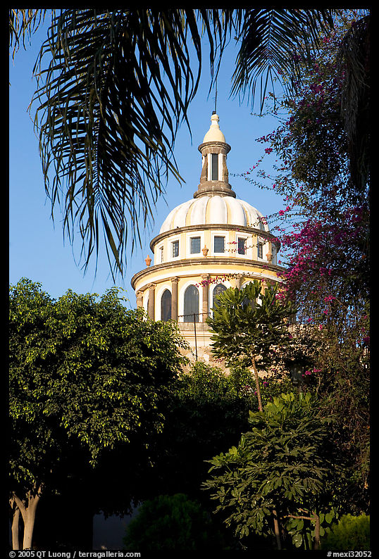 Cathedral dome seen from the park, Tlaquepaque. Jalisco, Mexico