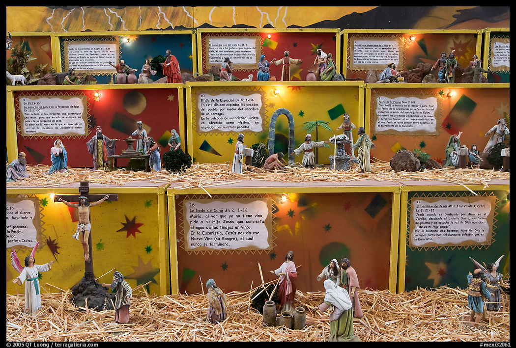Scenes from the bible illustrated with figurines, Tlaquepaque. Jalisco, Mexico