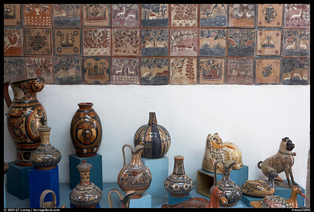 Ceramic pieces and tiles, museo regional de la ceramica de Jalisco, Tlaquepaque. Jalisco, Mexico
