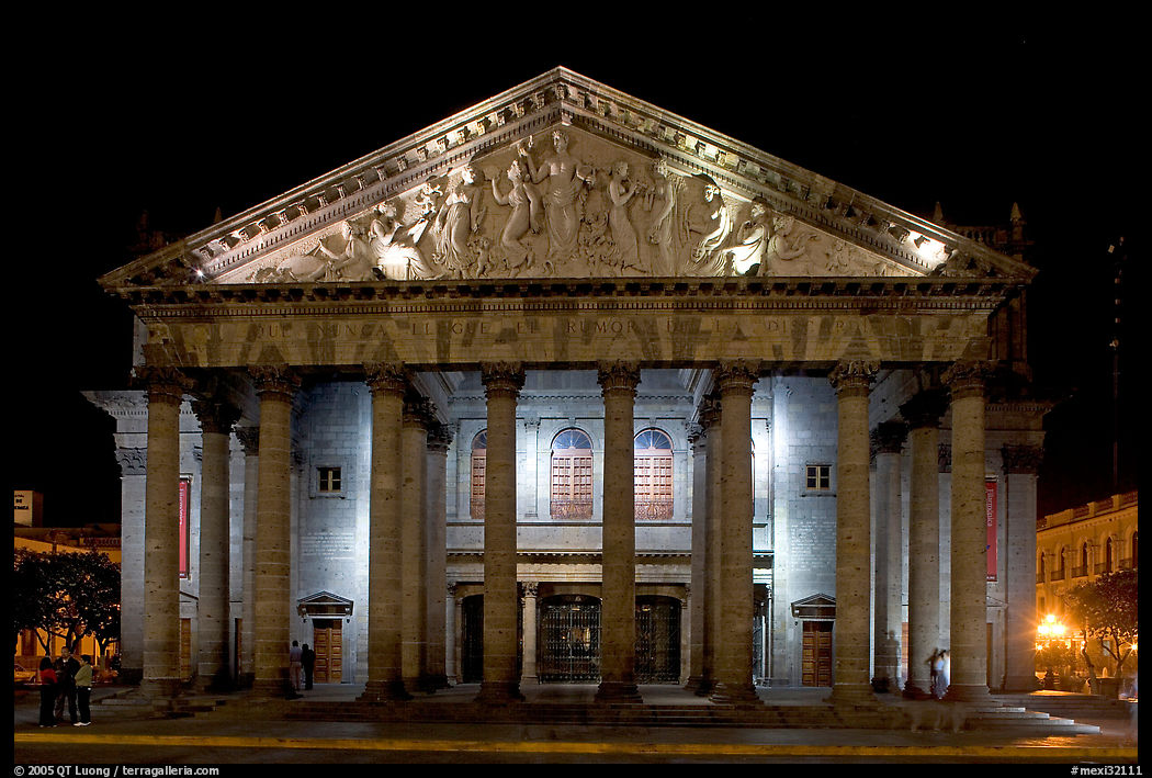 Teatro Degollado by night. Guadalajara, Jalisco, Mexico