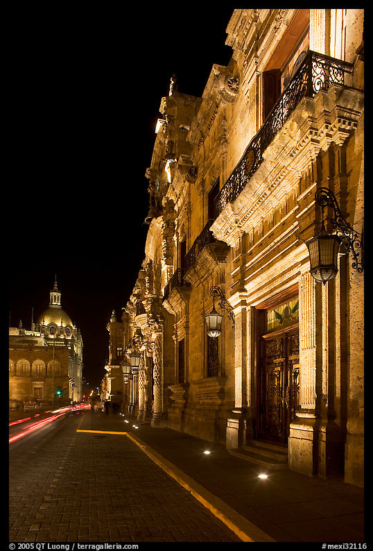 Palacio del Gobernio (government palace) at night. Guadalajara, Jalisco, Mexico
