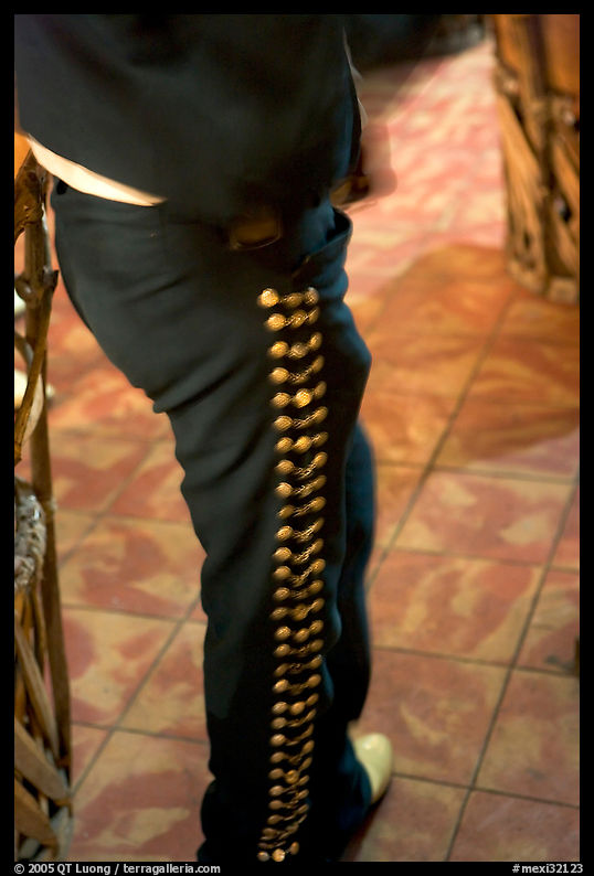 Detail of pants of a mariachi musician , Tlaquepaque. Jalisco, Mexico