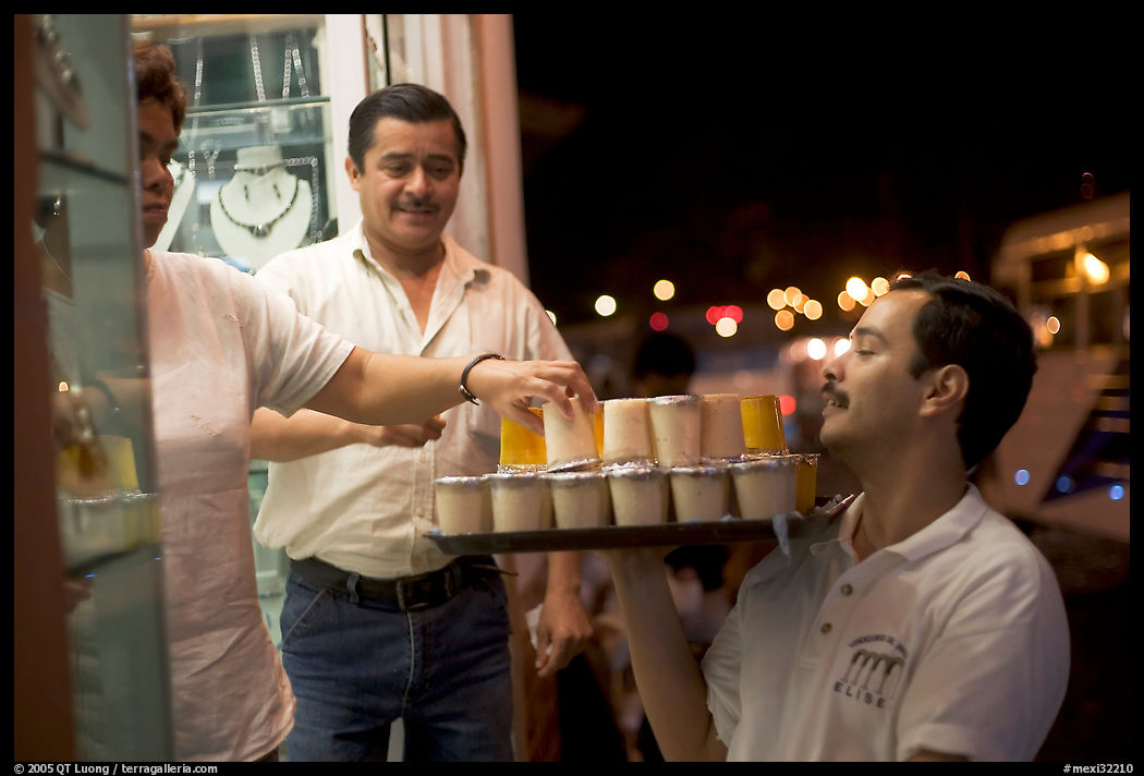 Yoghurt vendor at night, Puerto Vallarta, Jalisco. Jalisco, Mexico