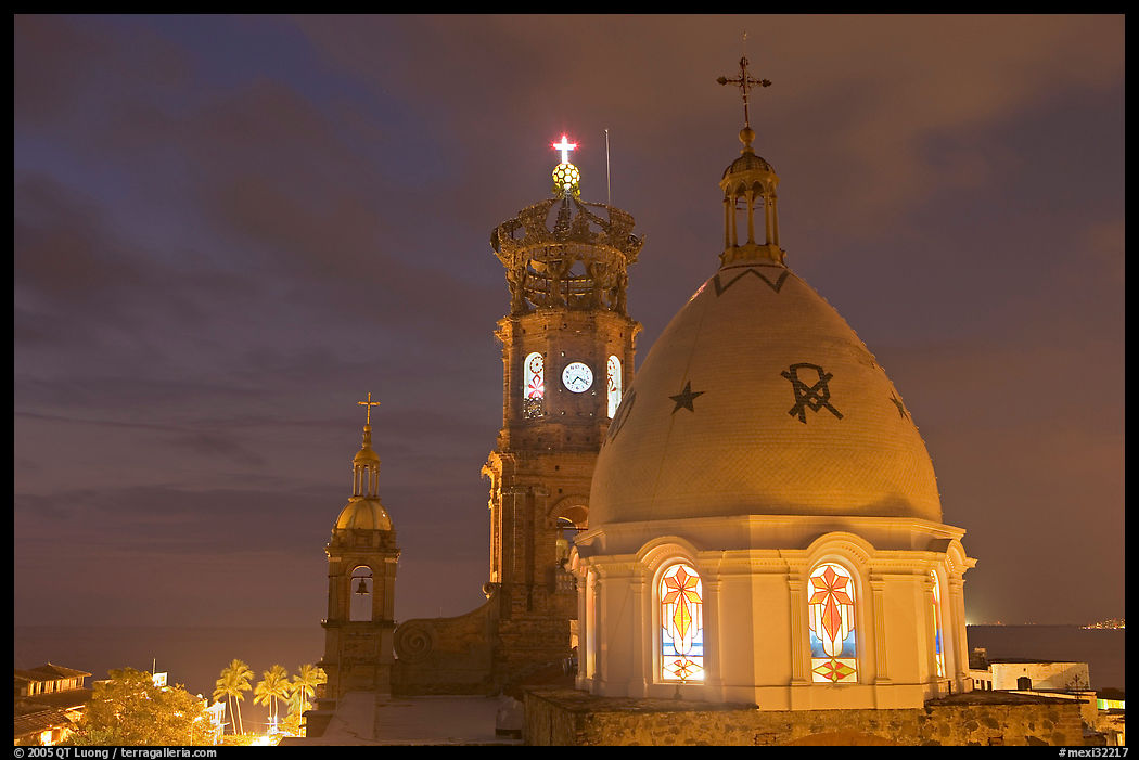 Cathedral at night, Puerto Vallarta, Jalisco. Jalisco, Mexico