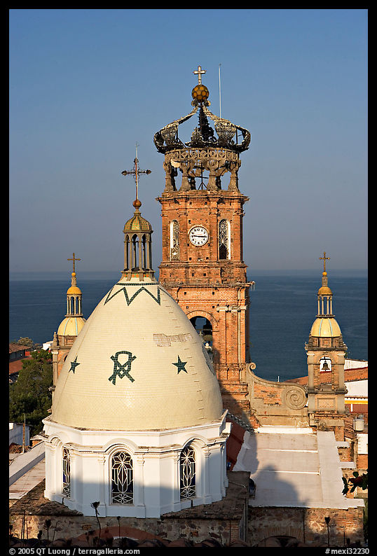 Templo de Guadalupe and ocean, morning, Puerto Vallarta, Jalisco. Jalisco, Mexico
