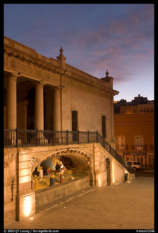 Goitia Square with nativity at down. Zacatecas, Mexico
