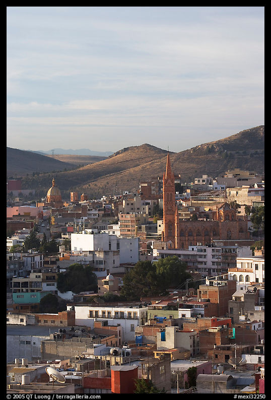View of downtown with Temple of Fatina, morning. Zacatecas, Mexico