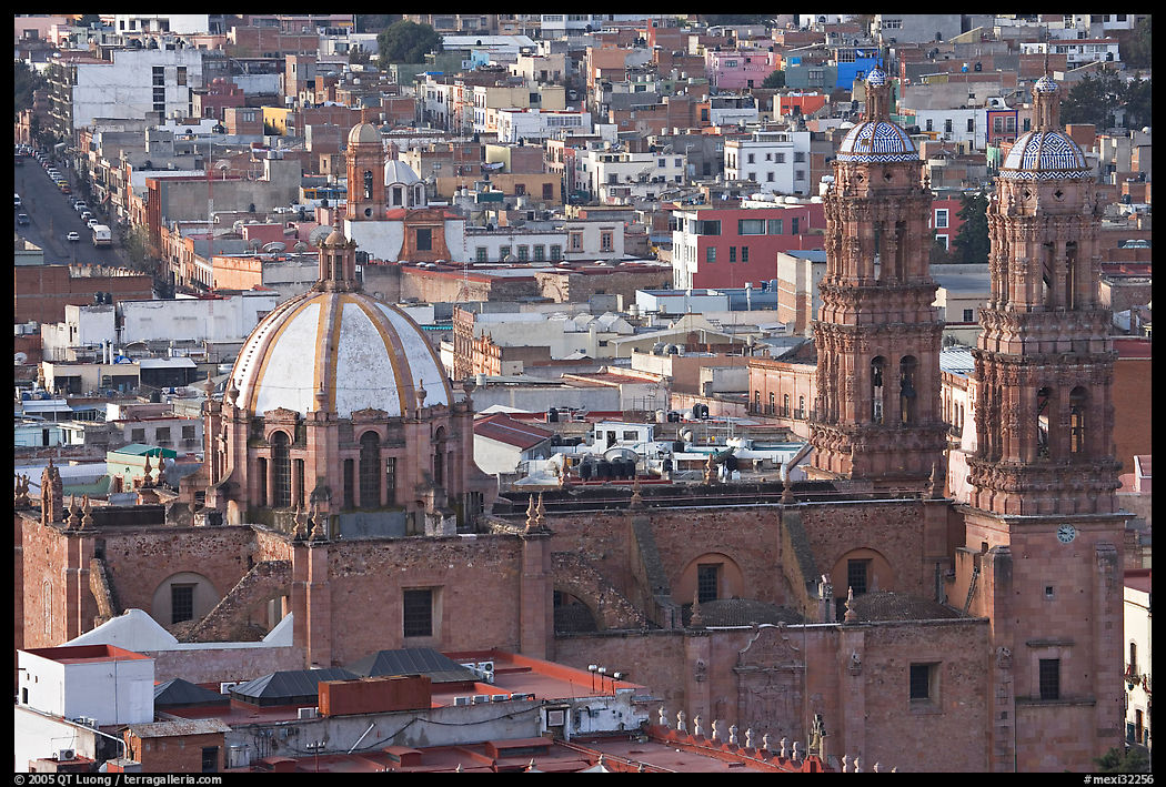 Catheral and rooftops. Zacatecas, Mexico