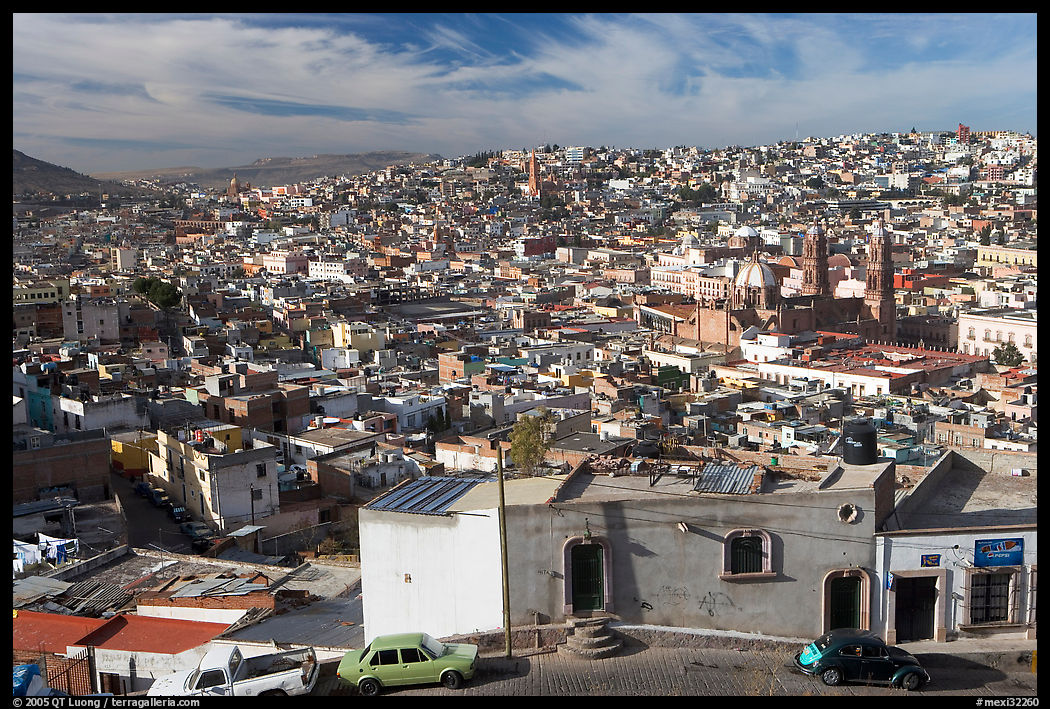 Panoramic view of the town from Paseo La Buffa. Zacatecas, Mexico